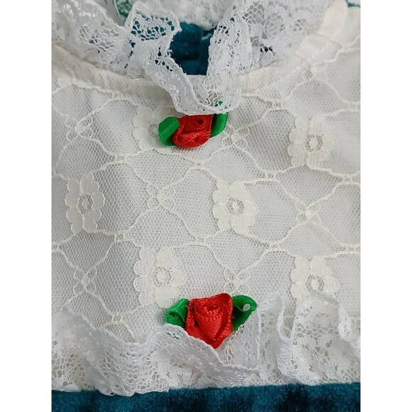 Vintage Precious Originals Girl Pinafore Long Sleeve Dress Green Lace Size 3T - Picture 5 of 8